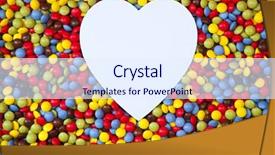  Presentation with shape heart - Slide set having skittle candy - heart shape inside smarties background and a sky blue colored foreground