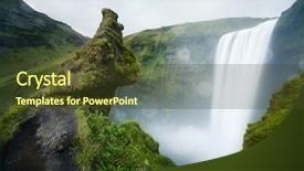  Presentation with waterfall - Presentation design enhanced with skogafoss waterfall in iceland background and a tawny brown colored foreground