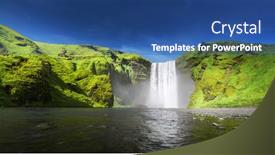  Presentation with iceland - Amazing presentation theme having skogarfoss-waterfall-and-summer-day backdrop and a ocean colored foreground