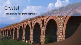  Presentation with aqueduct - Audience pleasing slide set consisting of skopje - ancient aqueduct backdrop and a light blue colored foreground