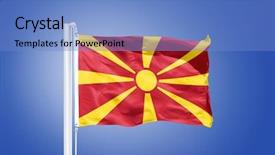  Presentation with macedonia - Slide set with skopje - flag of macedonia flying background and a  colored foreground