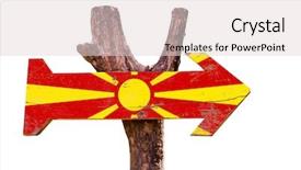  Presentation with macedonia - Colorful slide set enhanced with skopje - macedonia flag wooden sign isolated backdrop and a  colored foreground