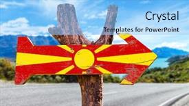  Presentation with macedonia - Theme enhanced with skopje - macedonia flag wooden sign background and a  colored foreground