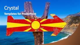 Presentation with macedonia - Slide deck featuring skopje - macedonia flag wooden sign background and a  colored foreground