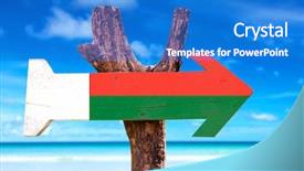  Presentation with madagascar flag - Slide set with skopje - madagascar flag wooden sign background and a cobalt blue colored foreground