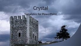  Presentation with big tree - Audience pleasing PPT theme consisting of skopje - watchtower and a tree backdrop and a teal colored foreground