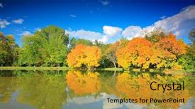  Presentation with park night city - Audience pleasing PPT layouts consisting of skopje city park in autumn backdrop and a gold colored foreground