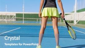  Presentation with tennis shoes - Cool new PPT theme with skort outfit and running shoes backdrop and a teal colored foreground