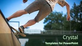  Presentation with ramp - Slide deck having skteboarder-riding-in-an-u background and a tawny brown colored foreground