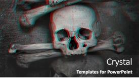  Presentation with holographic - Audience pleasing PPT theme consisting of skull-and-bones-glitch-digital backdrop and a dark gray colored foreground