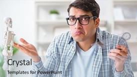  Presentation with medical case study - Cool new slide set with skull fracture - medical student sitting backdrop and a light blue colored foreground