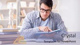  Presentation with medical case study - Beautiful slide set featuring skull fracture - medical student sitting backdrop and a  colored foreground