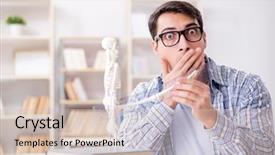  Presentation with medical case study - Slide set having skull fracture - medical student sitting background and a  colored foreground