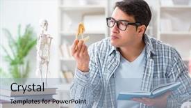  Presentation with medical case study - Audience pleasing presentation design consisting of skull fracture - medical student sitting backdrop and a light blue colored foreground