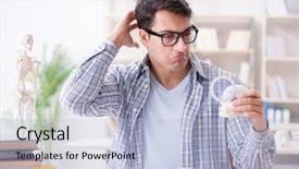  Presentation with medical student - Presentation theme featuring skull fracture - medical student sitting background and a light blue colored foreground