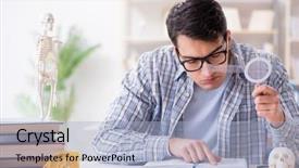  Presentation with medical case study - Audience pleasing PPT theme consisting of skull fracture - medical student sitting backdrop and a light blue colored foreground