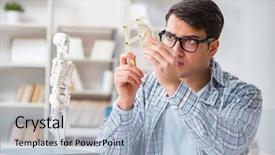  Presentation with medical student - PPT theme with skull fracture - medical student sitting background and a light blue colored foreground