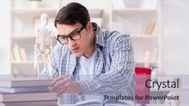  Presentation with medical student - Cool new slide deck with skull fracture - medical student sitting backdrop and a light blue colored foreground