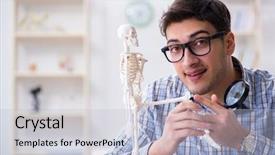  Presentation with medical student - Audience pleasing presentation consisting of skull fracture - medical student studying in classroom backdrop and a  colored foreground