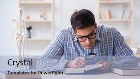  Presentation with medical case study - Colorful PPT theme enhanced with skull fracture - medical student studying in classroom backdrop and a  colored foreground