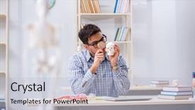  Presentation with medical student - Theme having skull fracture - medical student studying in classroom background and a light gray colored foreground