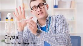  Presentation with medical case study - Cool new presentation theme with skull fracture - medical student studying skeleton backdrop and a light gray colored foreground