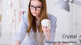  Presentation with skull - Presentation design featuring skull fracture - student sitting in classroom background and a  colored foreground
