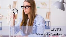  Presentation with skull - PPT theme with skull fracture - student sitting in classroom background and a light blue colored foreground