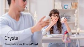  Presentation with medical students - Beautiful PPT theme featuring skull fracture - two medical students studying backdrop and a light blue colored foreground