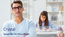  Presentation with medical students - Beautiful theme featuring skull fracture - two medical students studying backdrop and a sky blue colored foreground