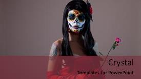  Presentation with sugar skull - Slide set consisting of skull girl with red rose background and a tawny brown colored foreground