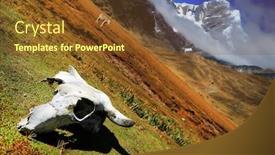  Presentation with skull - Presentation theme consisting of skull in cordiliera huayhuash laguna jahuacocha peru south america background and a tawny brown colored foreground