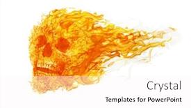  Presentation with flame - PPT theme with skull in flame isolated background and a white colored foreground