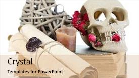  Presentation with book love heart - PPT theme consisting of skull wicker heart and dried background and a lemonade colored foreground