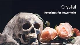  Presentation with catrina - Presentation theme enhanced with skull-with-bride-veil background and a wine colored foreground