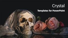  Presentation with catrina - PPT theme enhanced with skull-with-bride-veil background and a black colored foreground
