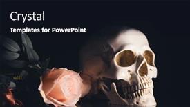  Presentation with pastel pink - PPT layouts enhanced with skull-with-pastel-pink-rose background and a wine colored foreground