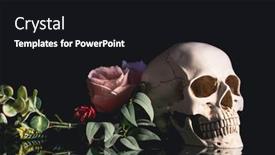  Presentation with catrina - PPT layouts having skull-with-pastel-pink-rose background and a black colored foreground
