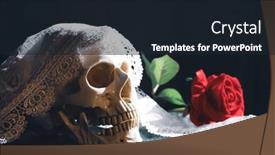 Presentation with catrina - PPT layouts having skull-with-red-rose-calavera background and a wine colored foreground