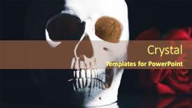  Presentation with catrina - Presentation theme with skull-with-red-rose-calavera background and a tawny brown colored foreground