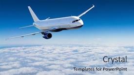  Presentation with aircraft - Presentation design with sky - passenger airliner aircraft background and a light blue colored foreground