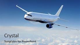  Presentation with aircraft - Audience pleasing presentation theme consisting of sky - passenger airliner aircraft backdrop and a lemonade colored foreground