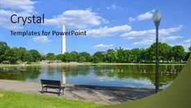  Presentation with springtime - Amazing PPT theme having memorial sky - washington dc in springtime backdrop and a light blue colored foreground