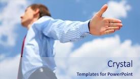  Presentation with business proposal blue - Colorful slide set enhanced with sky a symbol of leadership backdrop and a  colored foreground