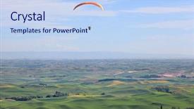  Presentation with glider - Slides having sky above rolling hill background and a  colored foreground