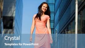  Presentation with high rise building - Theme enhanced with sky and high-rise building background and a teal colored foreground