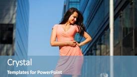  Presentation with pink sky - Theme consisting of sky and high-rise building background and a  colored foreground