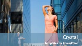  Presentation with pink sky - Cool new PPT theme with sky and high-rise building backdrop and a  colored foreground