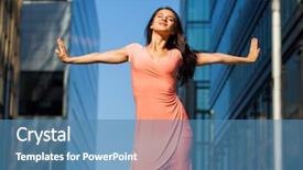  Presentation with pink sky - Cool new slides with sky and high-rise building backdrop and a  colored foreground