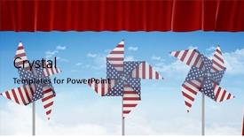  Presentation with red curtain - Slide set having sky and red curtain background and a light blue colored foreground